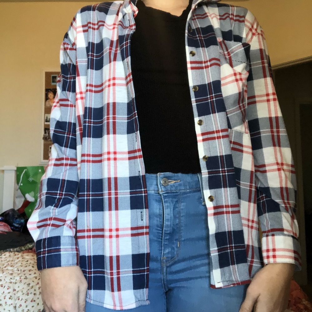 Red, White, and blue flannel